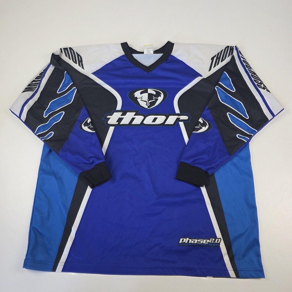 Thor Jersey Mens 2XL Blue Phase 2.0 Motocross Racing Long Sleeve Shirt